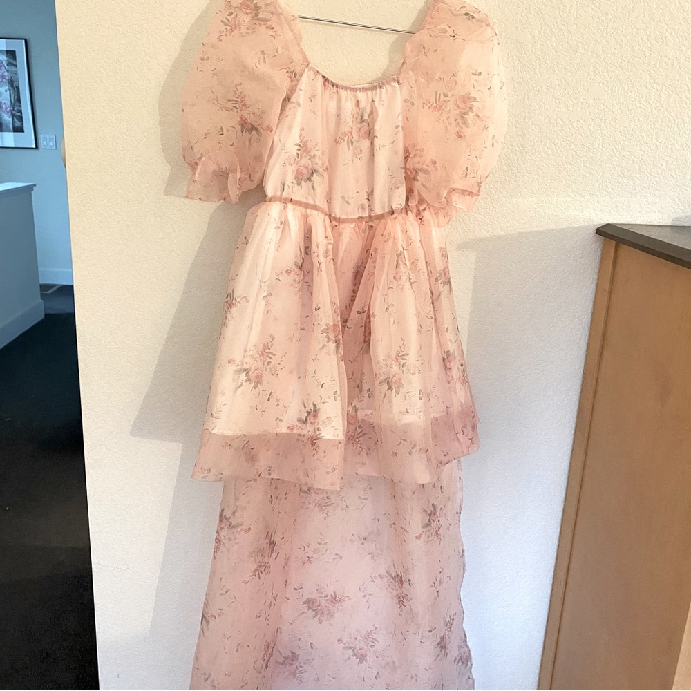 Pink Floral High-Low Dress